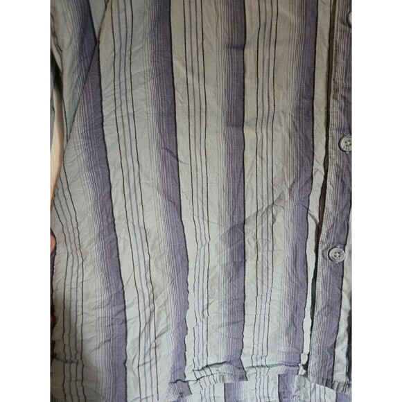 Mens No Boundaries Button Up Blue Striped Long Sleeve Dress Shirt 2XL XXL Top - Picture 5 of 16